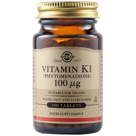 Solgar Vitamin Κ1 100mcg Συμπλήρωμα Φυλλοκινόνης, 100 Ταμπλέτες