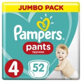 Pampers Pants Πάνες - Βρακάκι Μέγεθος 4 (9-15kg), 52 Τεμάχια
