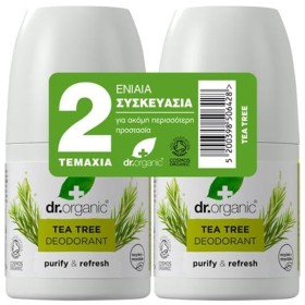 Dr. Organic Promo Tea Tree Deodorant Roll-On Double Pack Αποσμητικό...
