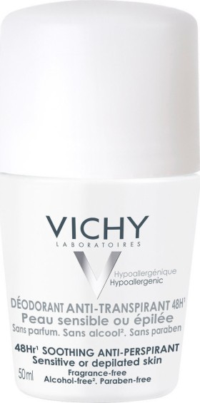 Vichy Deodorant Sensitive Skin Αποσμητικό Roll-On 48ωρης Προστασίας Για Ευαίσθητες Επιδερμίδες, 50ml
