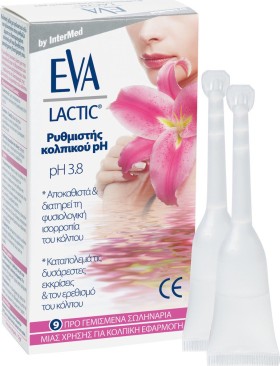 Eva Lactic Vaginal Ενδοκολπική Πλύση Για Επαναφορά και Διατήρηση του Κολπικού pH, 9x5ml