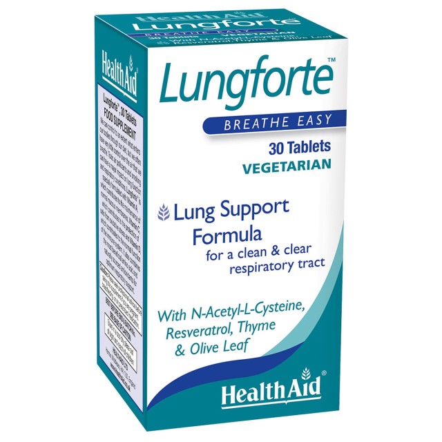 Health Aid Lungforte Συμπλήρωμα Διατροφής για Υγιές Άνω Αναπνευστικό & Ανοσοποιητικό Σύστημα, 30 Ταμπλέτες