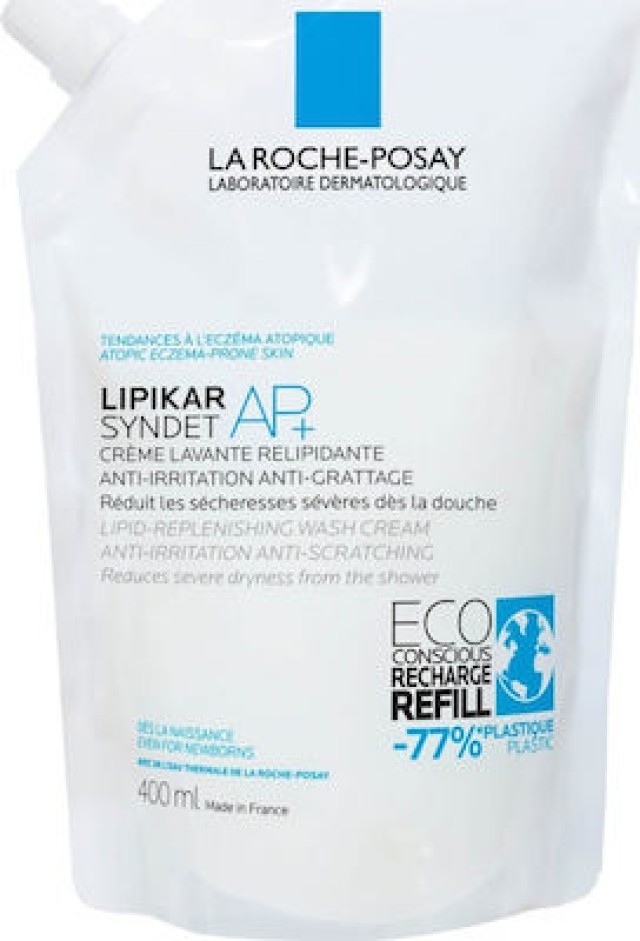 La Roche-Posay Lipikar Syndet AP+ Refill Κρεμώδες Αφρόλουτρο Για Το Ξηρό Δέρμα Με Τάση Ατοπίας, 400ml