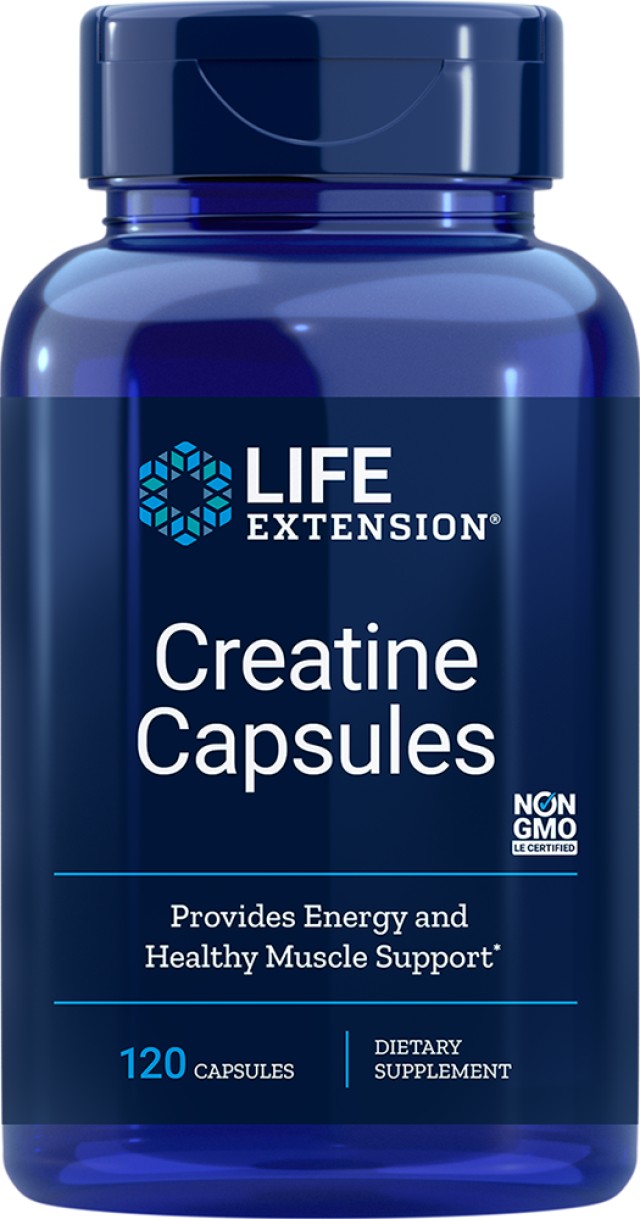 Life Extension Creatine Capsules Συμπλήρωμα Διατροφής Με Κρεατίνη, 120 Κάψουλες