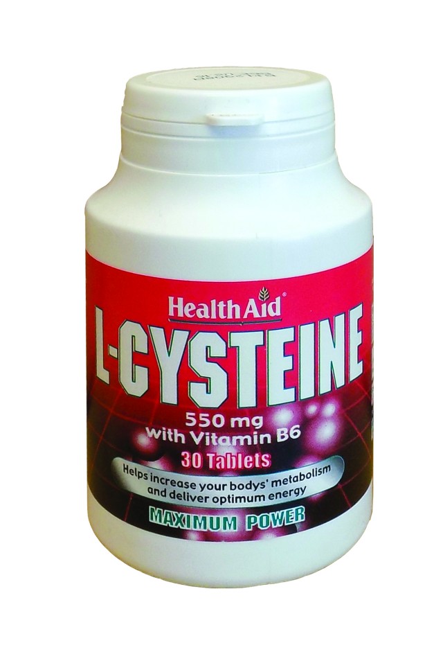 Health Aid L-Cysteine 550mg Συμπλήρωμα Διατροφής με Κυστεΐνη & Βιταμίνη Β6 για Αύξηση του Μεταβολισμού, 30 Ταμπλέτες
