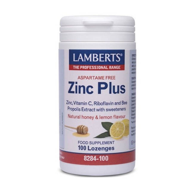 Lamberts Zinc Plus Lozenges Παστίλιες Ψευδαργύρου Με Βιταμίνη C και Πρόπολη, Γεύση Μέλι & Λεμόνι, 100 Τεμάχια