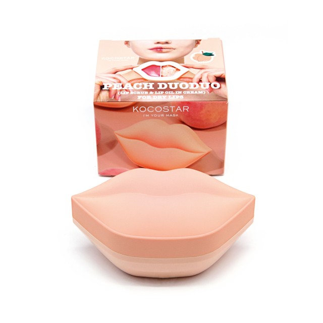 Vican Kocostar Peach Lip Duoduo, Scrub Χειλιών & Έλαιο Σε Κρέμα Για Απαλά Χείλη, 43gr