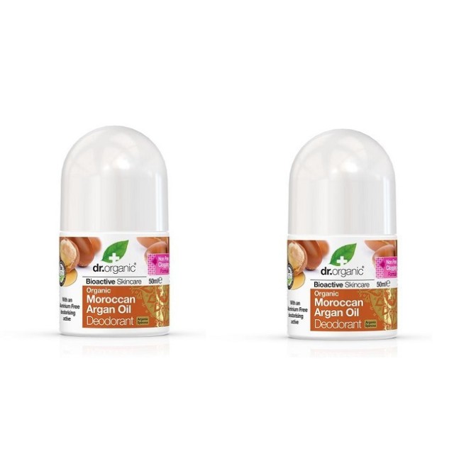 Dr.Organic Promo Roll-on Moroccan Argan Oil Αποσμητικό, 2x50ml