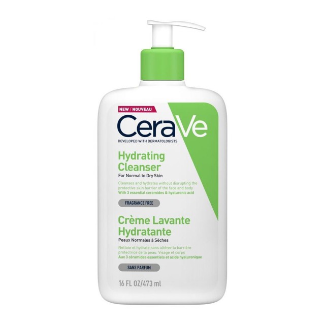 CeraVe Hydrating Cleanser Ενυδατική Μη Αφρίζουσα Κρέμα Καθαρισμού για Πρόσωπο και Σώμα με Υαλουρονικό Οξύ, Ceramides και Γλυκερίνη, 473ml