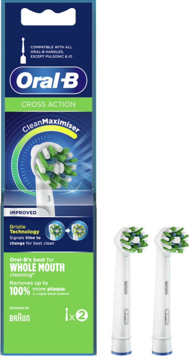 Oral-B Cross Action CleanMaximiser Improved Ανταλλακτικές Κεφαλές για Ηλεκτρική Οδοντόβουρτσα, 2 Τεμάχια