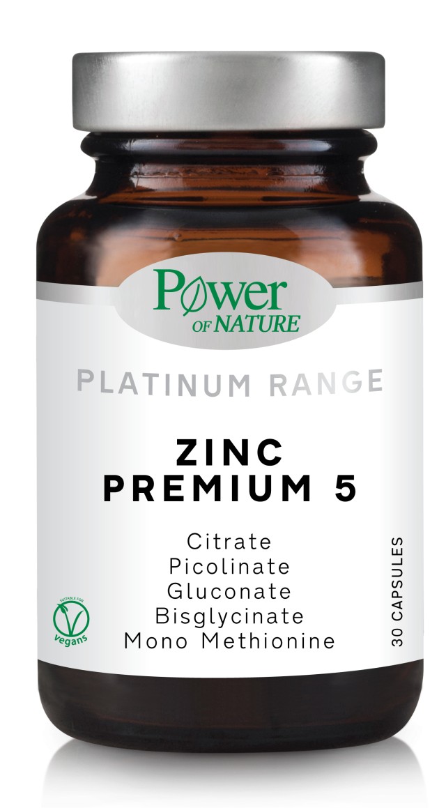 Power Health Platinum Range Zinc Premium 5 Συμπλήρωμα Διατροφής για την Καλή Λειτουργία του Ανοσοποιητικού Συστήματος, 30 Κάψουλες
