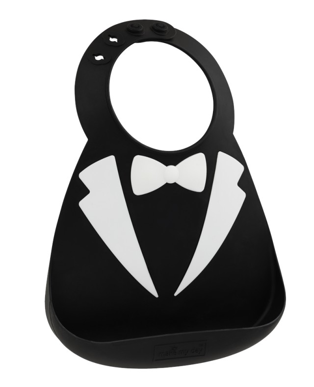 Make My Day Baby Bib Σαλιάρα Σιλικόνης Tux - Black/White 6M+, 1τμχ