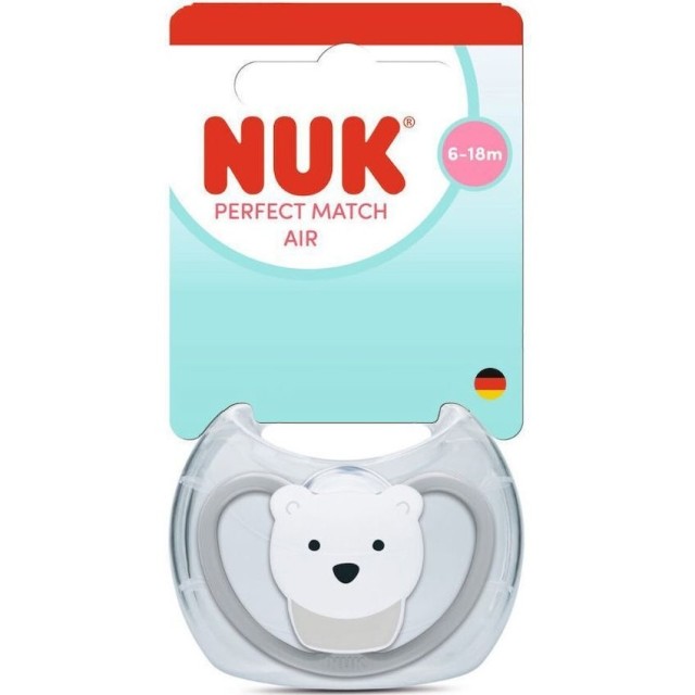 NUK Perfect Match Air Πιπίλα Σιλικόνης με Θήκη 6-18m Polar Bear, 1 ...