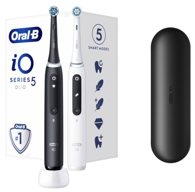 Oral-B iO 5 Duo Black & White Ηλεκτρικές Οδοντόβουρτσες, 2τμχ