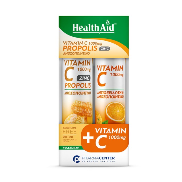 Health Aid Promo Pack Vitamin C 1000mg Propolis 20tabs + Vitamin C 1000mg 20tabs