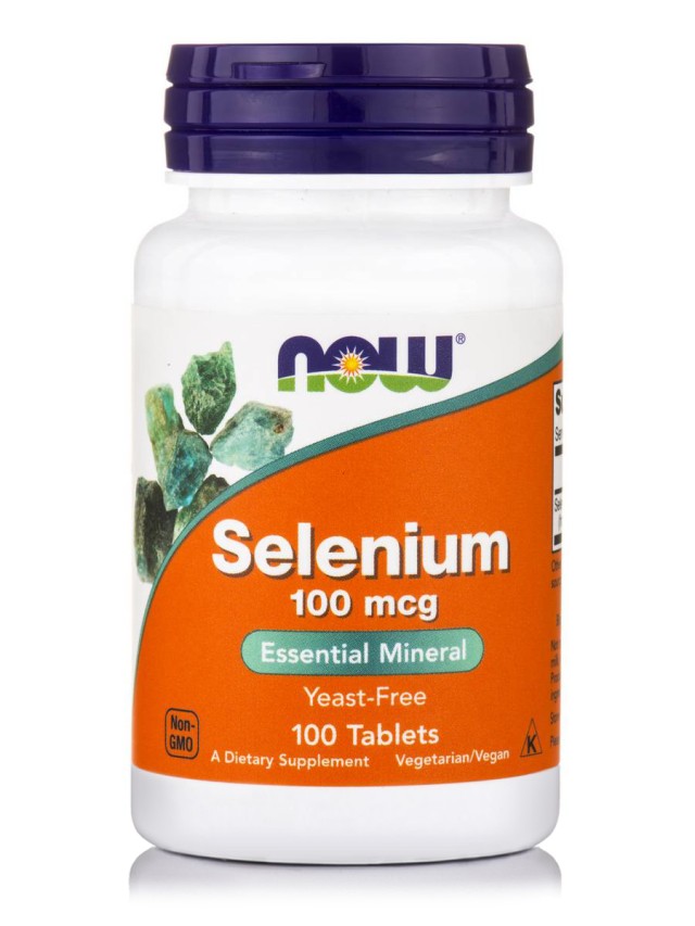 Now Foods Selenium 100 mcg Συμπλήρωμα Διατροφής Σεληνίου για τη Mείωση της Xοληστερίνης, 100 ταμπλέτες
