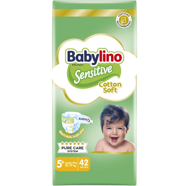 Babylino Sensitive Cotton Soft Bρεφική Πάνα No5+ 12-17 Kg Value Pack, 42 Τεμάχια