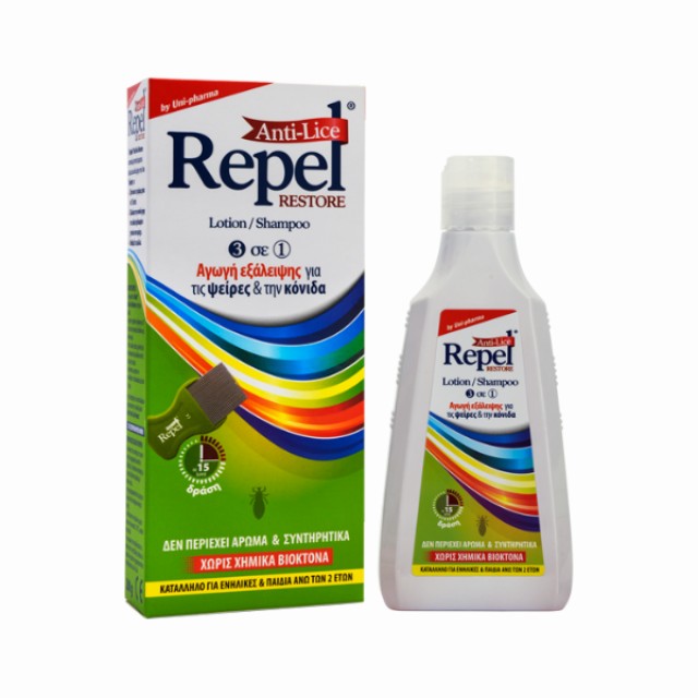 Uni-Pharma Repel Anti-lice Restore Lotion/Shampoo Λοσιόν για Ψείρες...