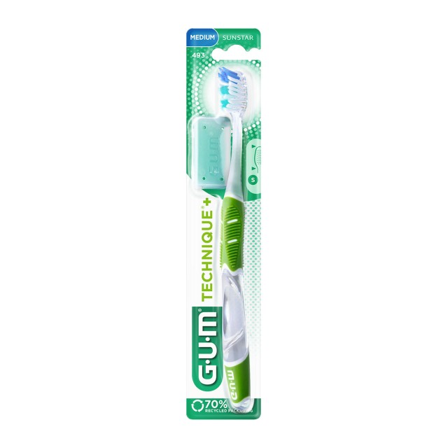 Gum 493 Technique+ Compact Μέτρια Οδοντόβουρτσα σε Διάφορα Χρώματα,...