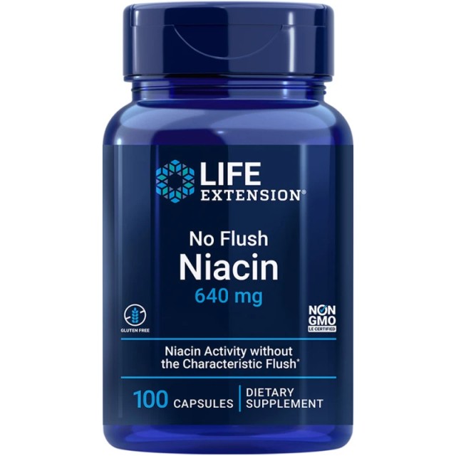 Life Extension No Flush Niacin 640mg Συμπλήρωμα Νιασίνης, 100 Κάψουλες
