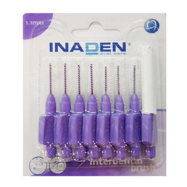 Inaden Interdental Brushes Μεσοδόντια Βουρτσάκια Μωβ 1,1mm, 8τμχ