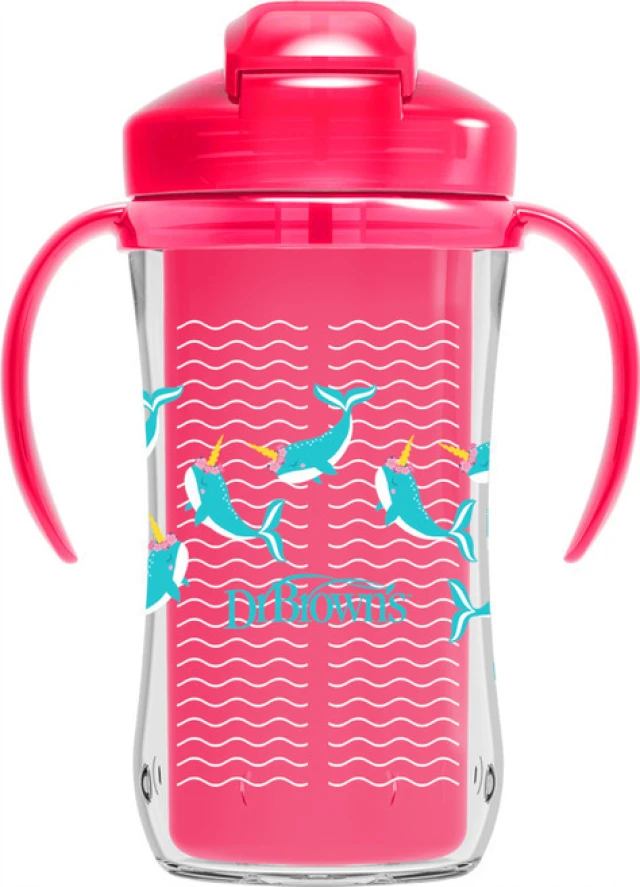 Dr Browns Children's Cup with Handles and Straw Made of Plastic Pink 3...