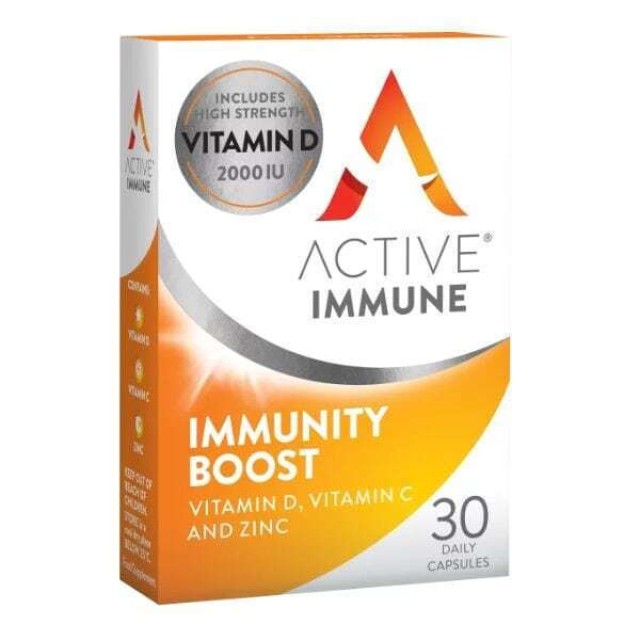 Active Immune Immunity Boost Vitamin D, C & Zinc Συμπλήρωμα για την Ενίσχυση του Ανοσοποιητικού, 30 κάψουλες