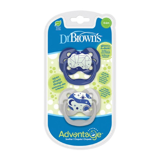 Dr Browns Advantage Πιπίλες Νυχτός 0-6m Σιλικόνης Αγόρι 2 Τεμάχια [PA12004-INTL]