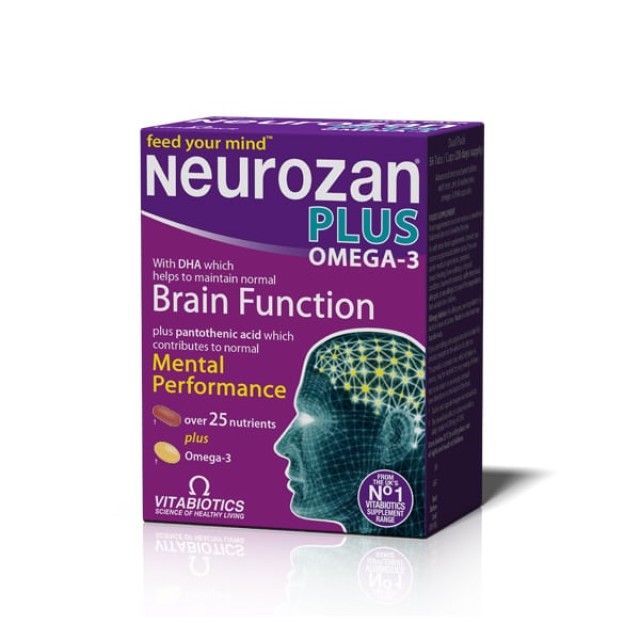 Vitabiotics Neurozan Plus Omega-3 Συμπλήρωμα Διατροφής που Ενισχύει την Εγκεφαλική Λειτουργία, 28 Ταμπλέτες & 28 κάψουλες