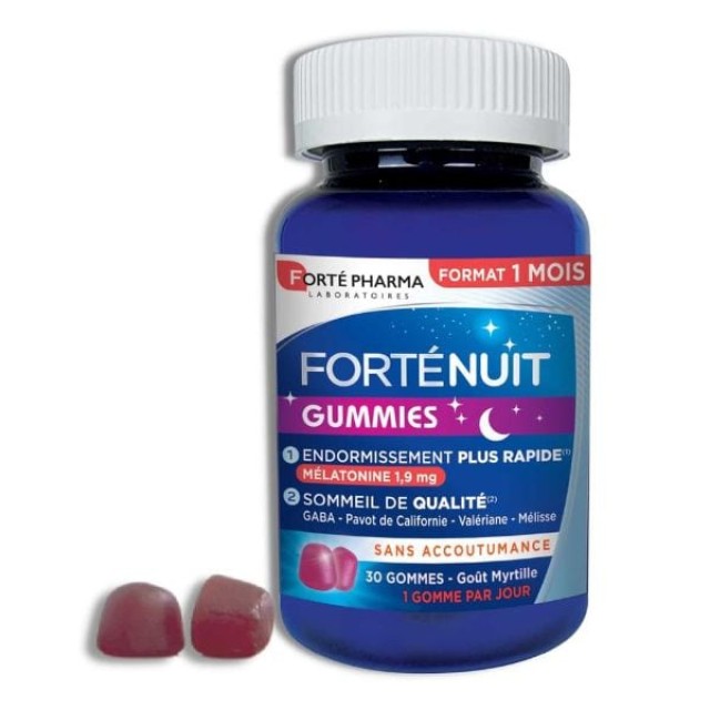 Forte Pharma Forte Nuit Gummies Ζελεδάκια με 3 Χαλαρωτικά Φυτά και Μελατονίνη, 30 Ζελεδάκια