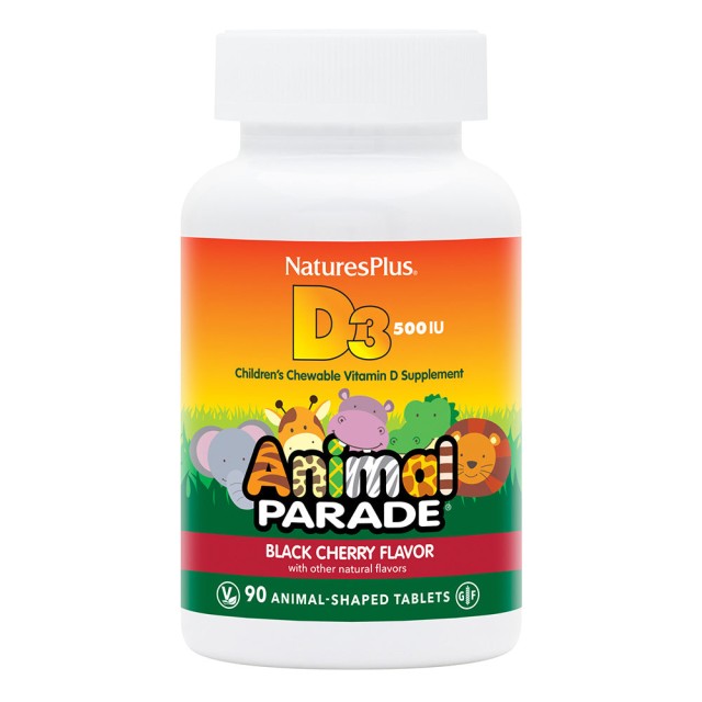 Natures Plus Animal Parade Vit D3 Συμπλήρωμα Διατροφής για Παιδιά με Βιταμίνη D3 500iu, 90 Μασώμενες Ταμπλέτες