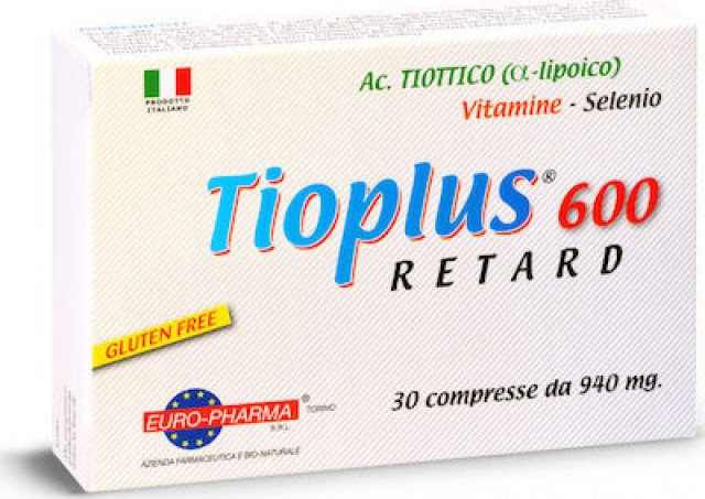 Euro-Pharma Tioplus 600 Retard Συμπλήρωμα Διατροφής για το Νευρικό Σύστημα, 30 κάψουλες