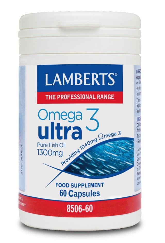 Lamberts Omega 3 Ultra Pure Fish Oil 1300mg Συμπλήρωμα Ω3 Λιπαρών Οξέων, 60 Κάψουλες