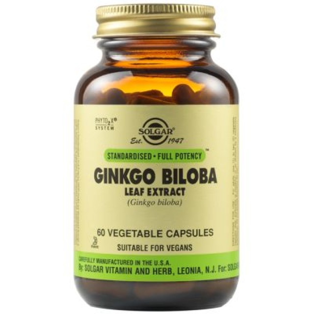 Solgar Συμπλήρωμα Διατροφής Ginkgo Βiloba Leaf Extract, 60 Φυτικές Κάψουλες