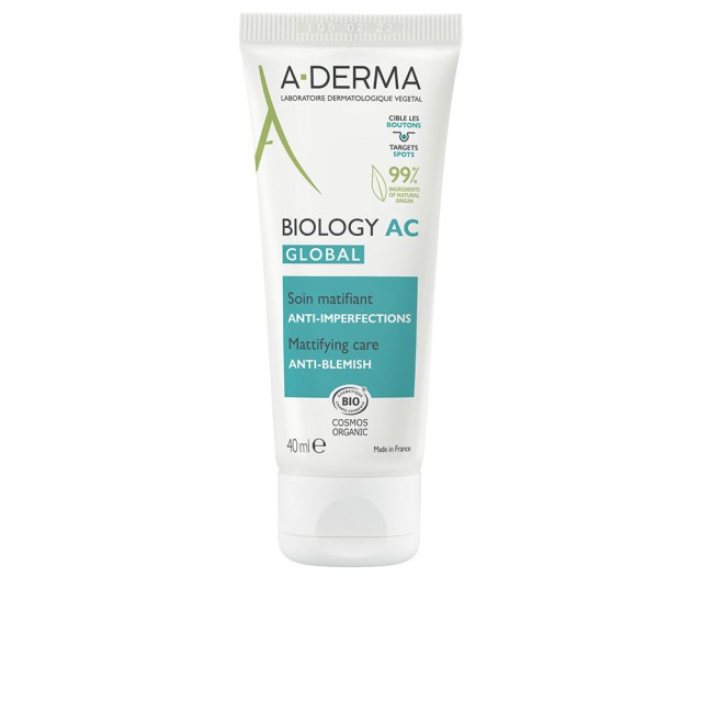 A-Derma Biology AC Creme Global Soin Imperfections Ενυδατική Κρέμα κατά των Ατελειών, 40ml