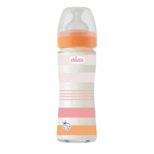 Chicco Well Being Μπιμπερό Γυάλινο με Θηλή Σιλικόνης Αργής Ροής 0m+...