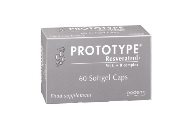 Boderm Prototype Resveratrol + Vit C + B Complex Για το Δέρμα, 60 Μαλακές Κάψουλες
