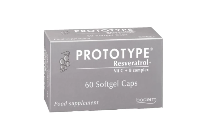 Boderm Prototype Resveratrol + Vit C + B Complex For Skin, 60 M...
