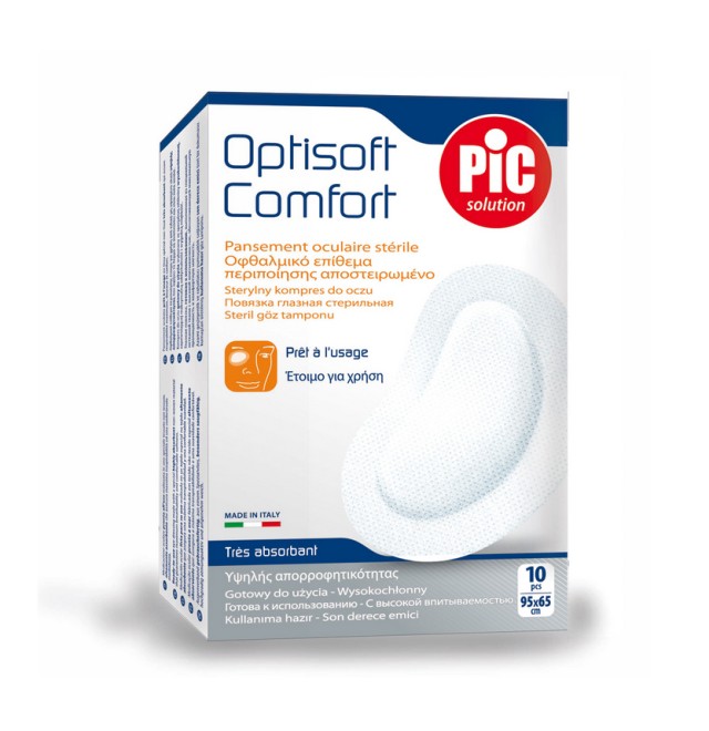 Pic Solution Optisoft Comfort Αποστειρομένο Οφθαλμικό Επίθεμα 95mm Χ 65mm 10τμχ