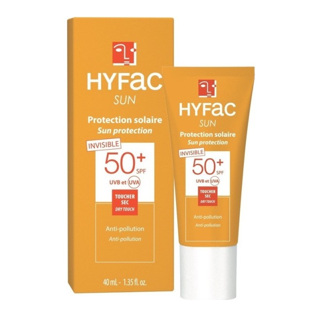 Hyfac Sun Protection Invisible Dry Touch SPF50+ Αντηλιακό Προσώπου χωρίς Χρώμα, 40ml