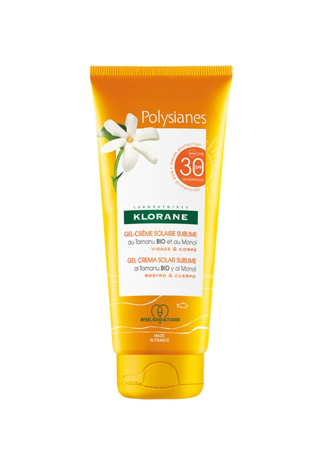 Klorane Αντηλιακή Gel-Κρέμα με SPF30 Polysianes με Tamanu και Monoi 200ml