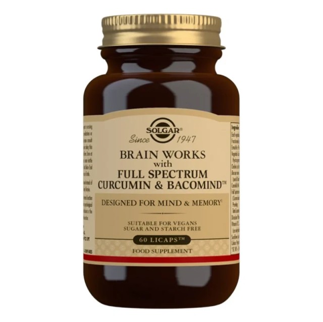 Solgar Brain Works Full Spectrum Curcumin & Bacomind Συμπλήρωμα διατροφής, 60 caps