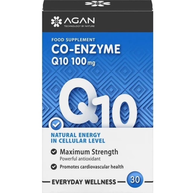 Agan Co-enzyme Q10 100mg Συμπλήρωμα Διατροφής με Συνένζυμο Q10, 30 ...