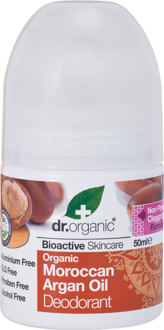 Dr.Organic Moroccan Argan Oil Φυσικό Αποσμητικό σε Roll-On Χωρίς Αλουμίνιο 50ml