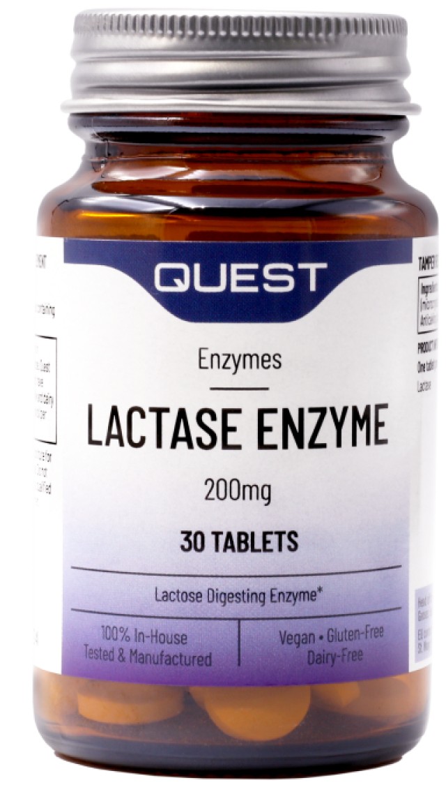 Quest Lactase Enzyme Συμπλήρωμα Διατροφής Για Την Βελτίωση Της Πέψης 200mg, 30 ταμπλέτες
