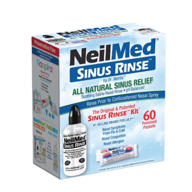 NeilMed Sinus Rinse Original Kit Σύστημα Ρινικών Πλύσεων, 1 συσκευασία + 60 φακελάκια
