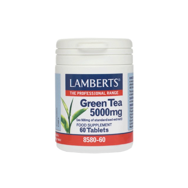 Lamberts Green Tea 5000 mg Πράσινο Τσάι Με Ισχυρές Αντιοξειδωτικές Ιδιότητες, 60 Ταμπλέτες