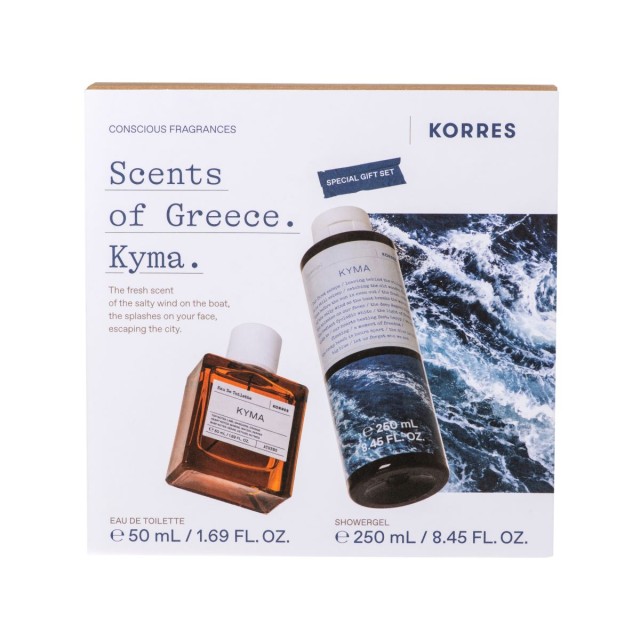 Korres Scents of Greece Promo Kyma Με Eau de Toilette Άρωμα 50ml & Shower Gel Αφρόλουτρο 250ml, 1 Σετ