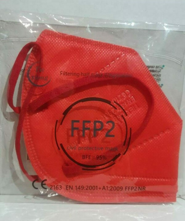 Tiexiong FFP2 Civil Protective Mask BFE >95% Κόκκινο 5 Τεμάχια