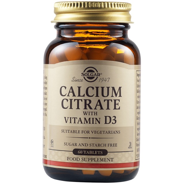 Solgar Calcium Citrate with Vitamin D3 Συμπλήρωμα Διατροφής Ασβεστίου με Βιταμίνη D3, 60 Ταμπλέτες
